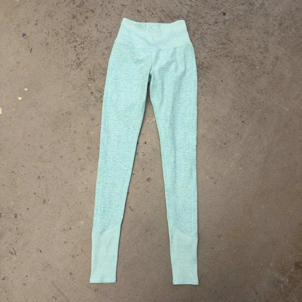 Alo Yoga High Waist Alosoft Lounge Leggings Aqua Blue Heather XXS